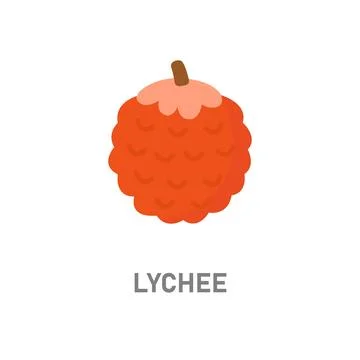 Lychee tropical fruit. Red exotic fruit icon for food and education designs Stock Illustration