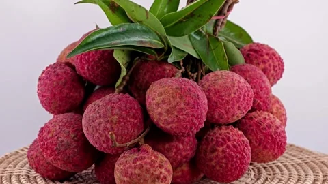 Lychee, tropical fruit. Zoom in. Stock Footage 310249474