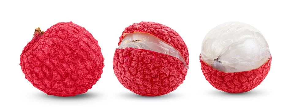 Lychee on white background Stock Photos