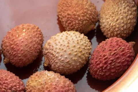Lychees in a bowl Stock Photos