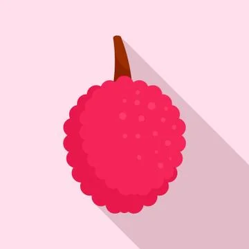 Lychees fruit icon, flat style Stock Illustration