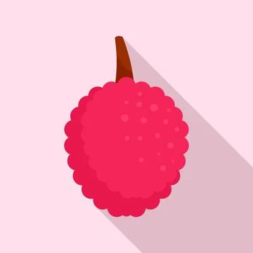 Lychees fruit icon, flat style Stock Illustration