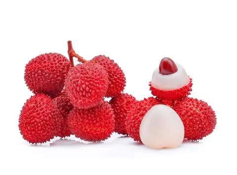 Lychees isolated on white Foto stock