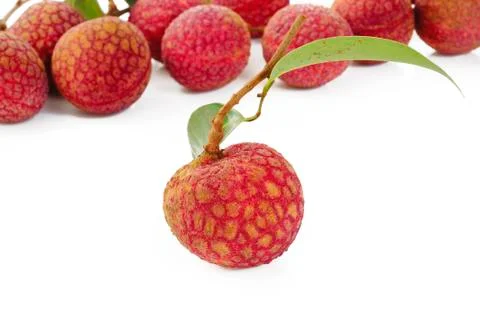 Lychees on white background Stock Photos
