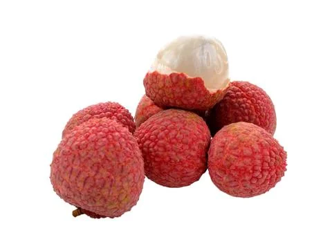 Lychees on a white background Stock Photos