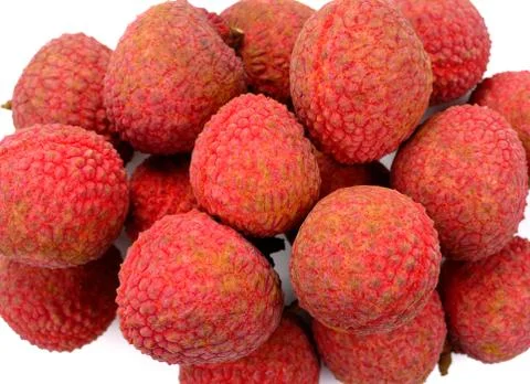 Lychees on a white background Stock Photos