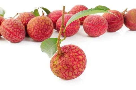 Lychees on white Stock Photos
