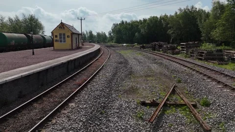 Lydney junction station platform and bilding, Forest of Dean Stock Footage 294922815