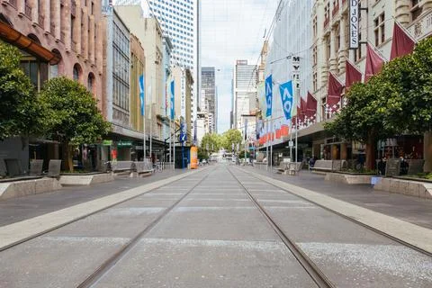 Lygon St in Lockdown During Coronavirus Pandemic Stock Photos