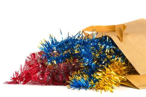 Lying bag with Christmas decorations Foto stock
