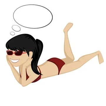 Lying on the beach Stock Illustration