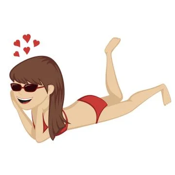 Lying on the beach Stock Illustration