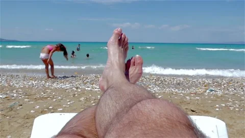 Lying On The Beach - Slow Motion Stock Footage 218617765