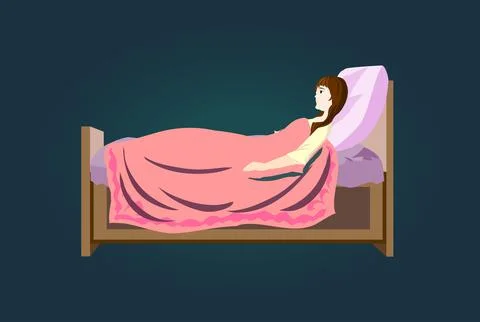 Lying in bed vector isolated illustration Stock Illustration