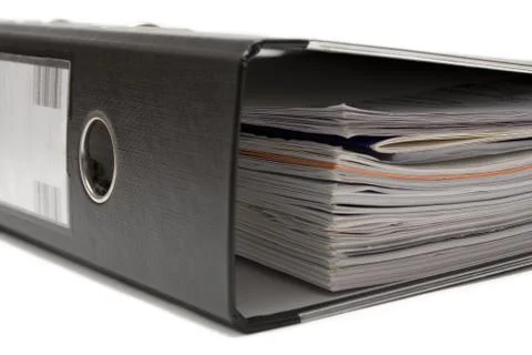 Lying Black Ring Binder Isolated on a White Background Stockfoto's