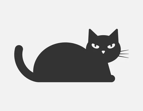 Lying cat vector icon isolated on white background Stock Illustration