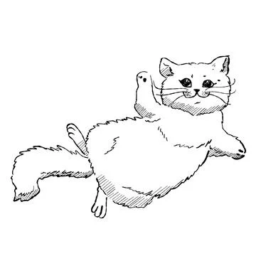 Lying Down Cute Cat Cartoon Vector Illustration Illustrazione stock