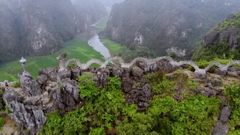 Lying Dragon on Limestone Mountains in Ninh Binh Vietnam. Stock Footage 248889304