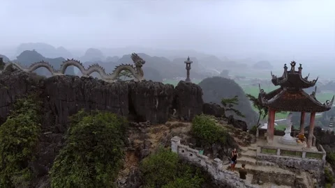 Lying Dragon on Limestone Mountains in Ninh Binh Vietnam. Stock Footage 248889344
