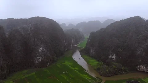 Lying Dragon on Limestone Mountains in Ninh Binh Vietnam. Stock Footage 248889355
