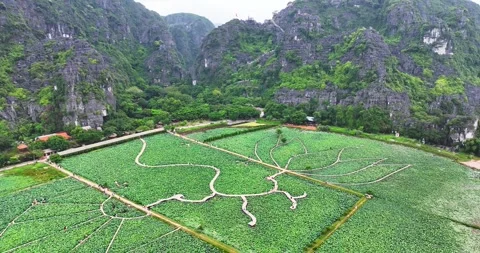Lying Dragon mountain viewpoint, Stunning view of Tam Coc Stock Footage 342368529