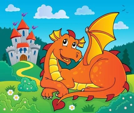 Lying dragon theme image Stock Illustration