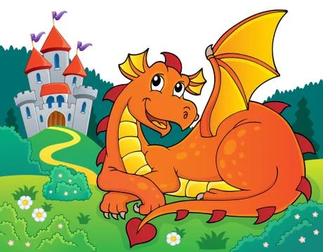 Lying dragon theme image Stock Illustration