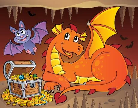 Lying dragon theme image Stock Illustration