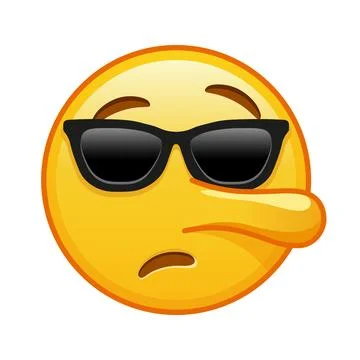 Lying face with sunglasses Large size of yellow emoji smile Stock Illustration