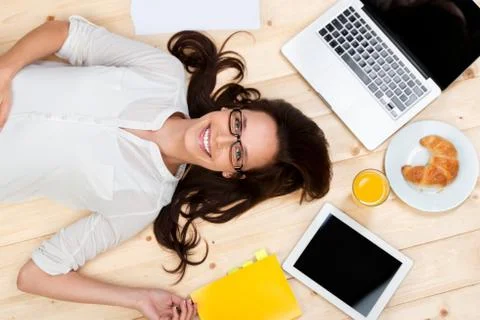 Lying female Foto stock