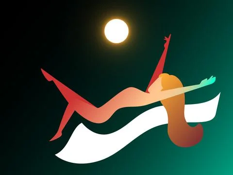 Lying girl. Vector composition in gradient style Stock Illustration