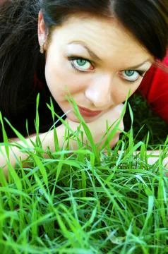Lying in grass Stock Photos