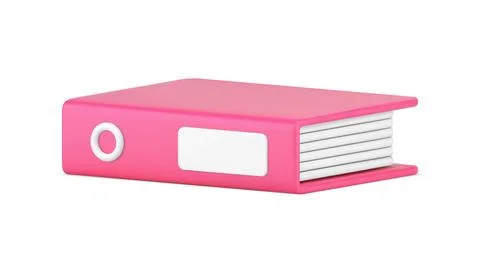 Lying on its side pink folder 3d icon. Office archives with business informat イラスト素材