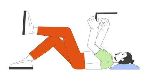 Lying man using laptop 2D cartoon character イラスト素材