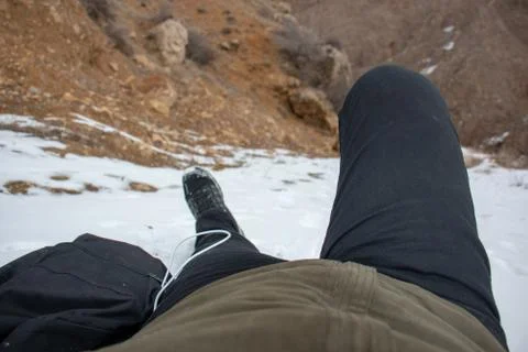 Lying on the snow Stock Photos