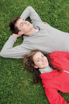 Lying together in the grass 库存照片