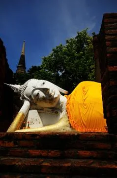 Lying white buddha statue Stock Photos
