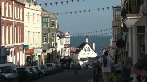 Lyme Regis Town Centre Stock Footage 18010016