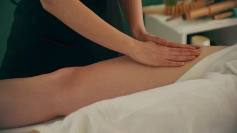 Lymphatic drainage on legs for therapy Stock Footage 149067162