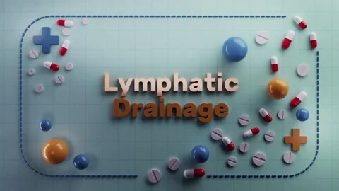 Lymphatic Drainage text animation on 3D medical background Stock Footage 319431068