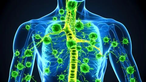 Lymphatic System Illustration with Glowing Effects Stock Illustration