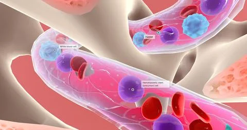 Lymphoblasts invaded and eventually replace healthy bone marrow, preventing.. Stock Illustration