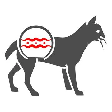 Lymphosarcoma in cat solid icon, Diseases of pets concept, intestinal damage in Illustrazione stock