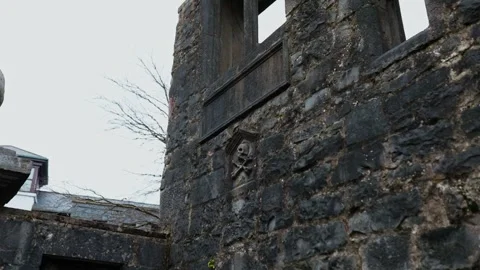 Lynch Memorial Window Gothic Stone Carving and Medieval Landmark, Galway Stock Footage 328271946