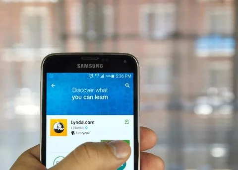 Lynda.com application on android device Stock Photos