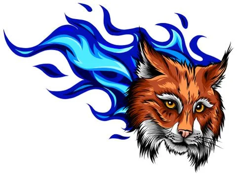 Lynx animal face. Vector Eurasian lynx cat head portrait. Stock Illustration