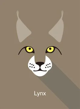 Lynx cat cartoon face, flat animal face icon, vector illustration Stock Illustration