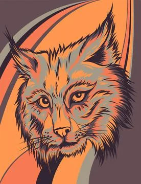 Lynx head on colored background vector illustration Stock Illustration
