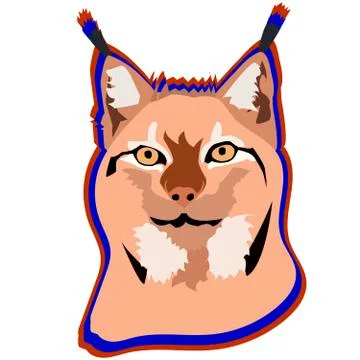 Lynx head, front view, on a white background Stock Illustration