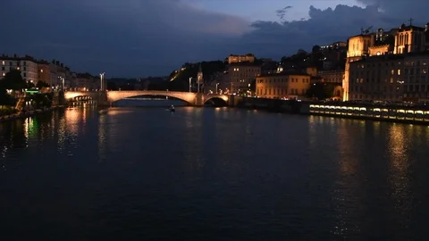 Lyon blue hour Stock Footage 89740455